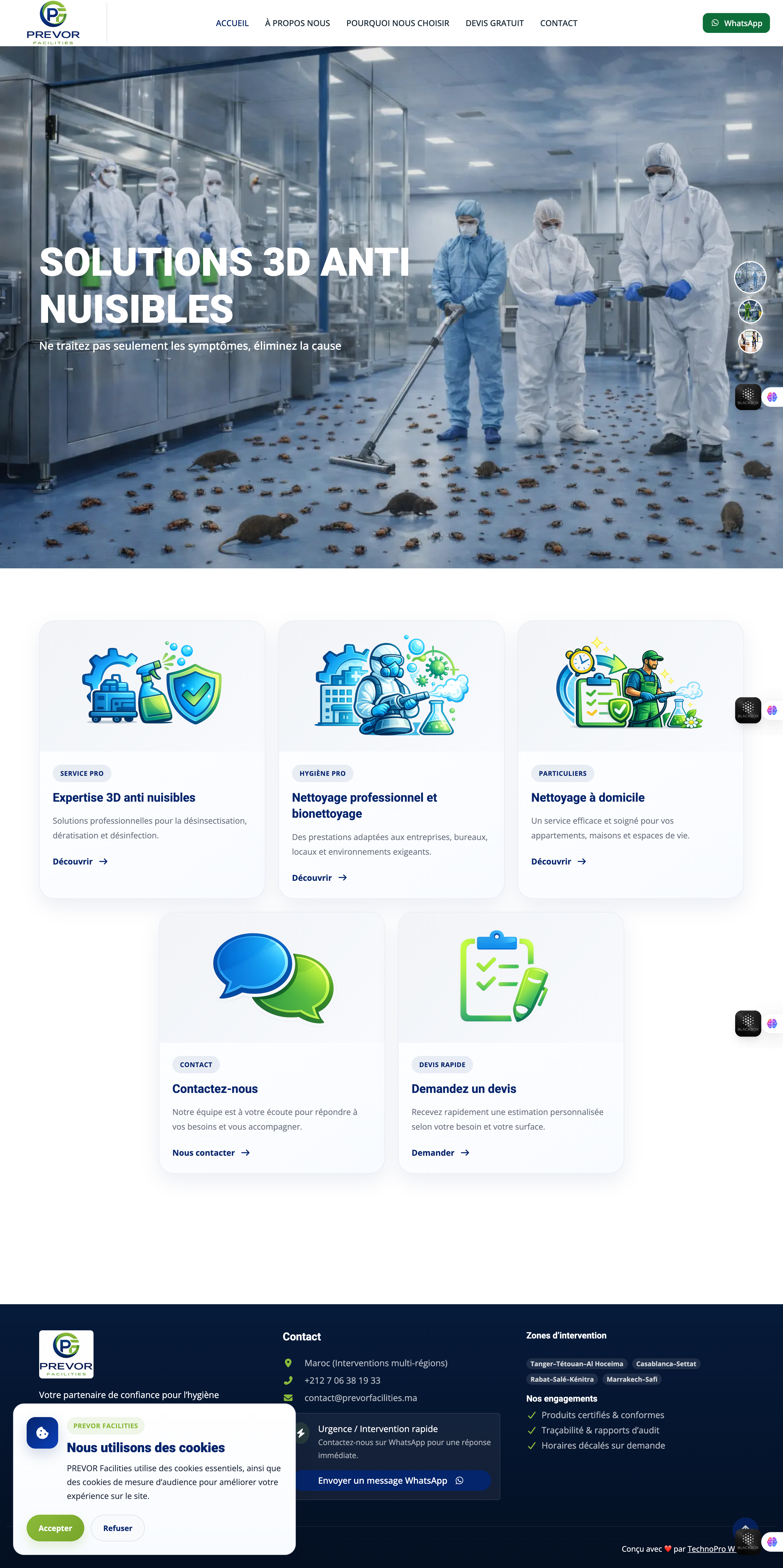 Capture du site prevor facilities